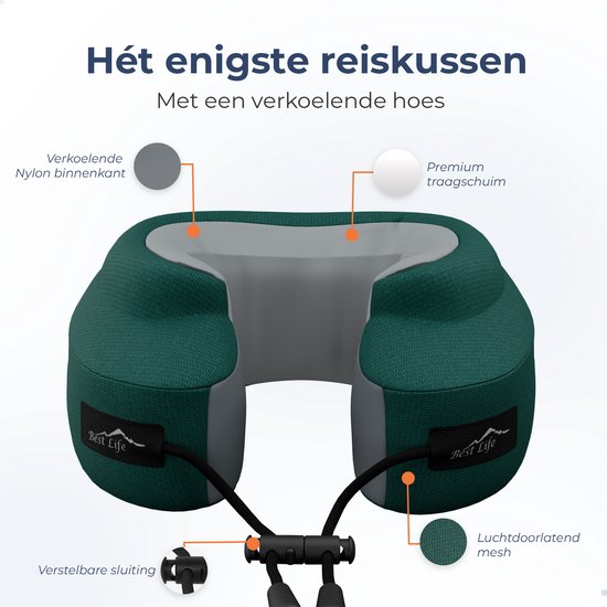 Best Life Nackenkissen Airplane - Reisekissen Auto - Memory Foam - Grün