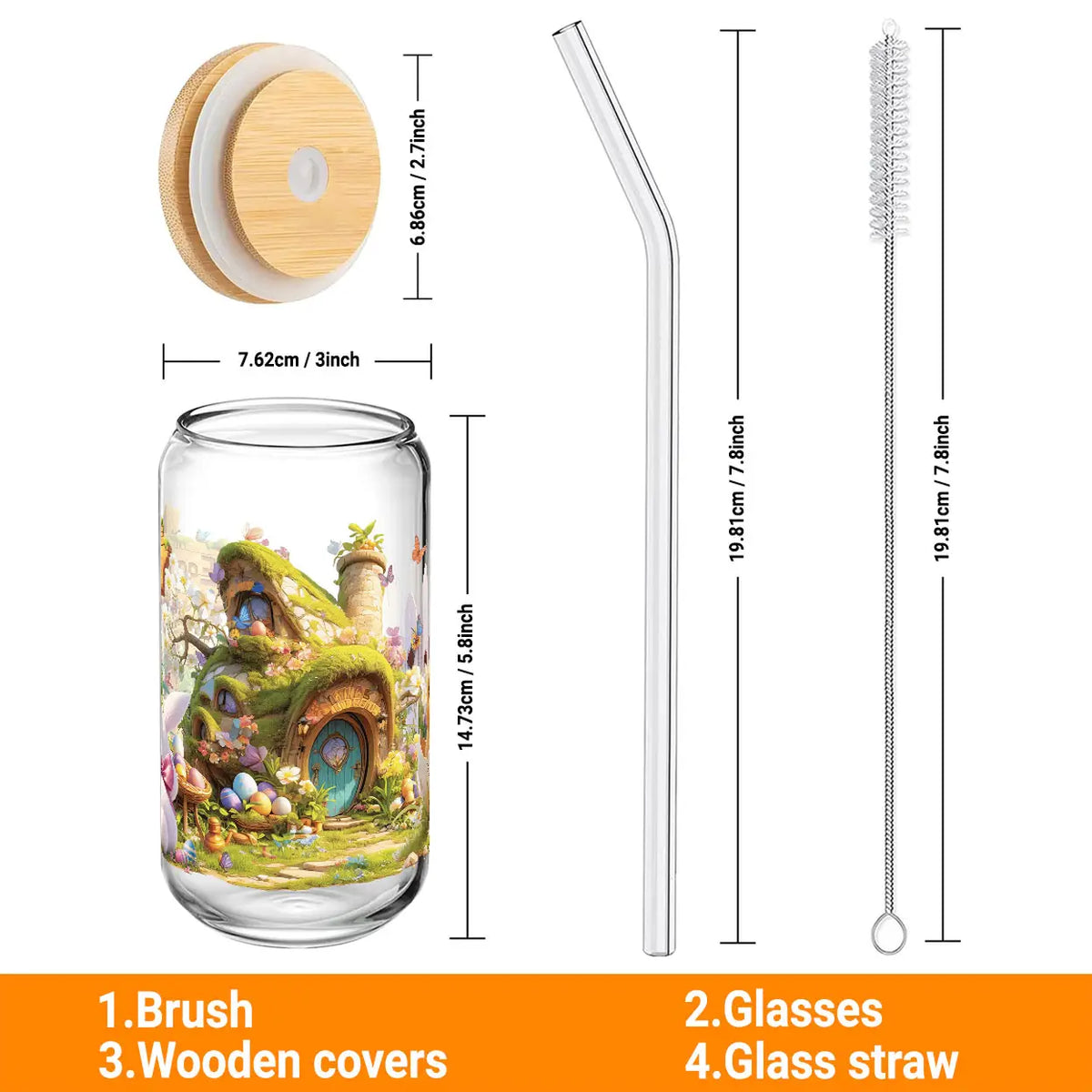 Alphynix Osterbecher mit Deckel und Strohhalm – Märchen-Design – 500 ml – mehrfarbig