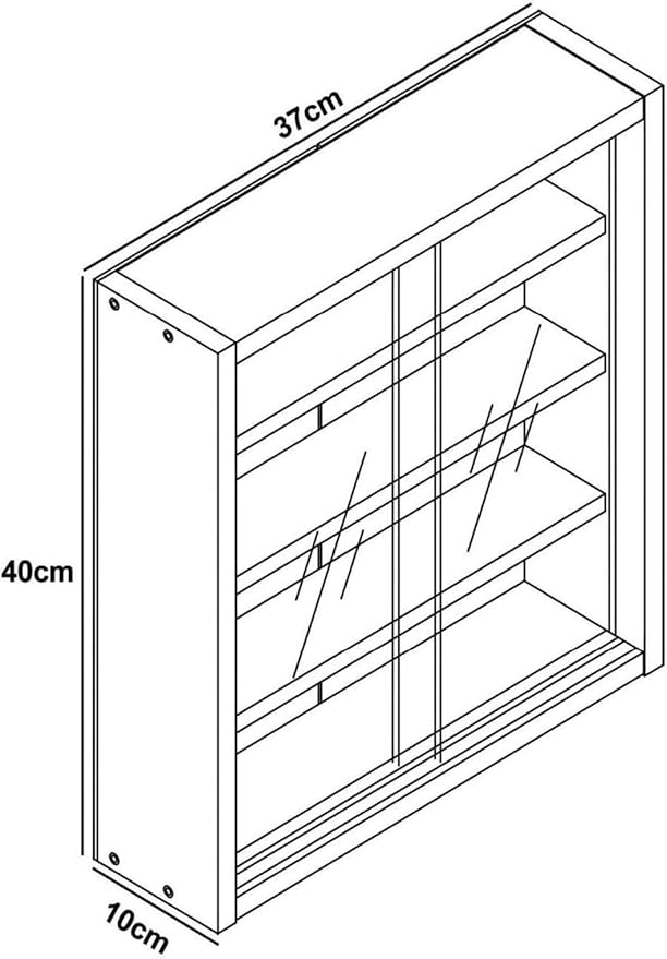 VCM Agisa S Hängevitrine - Wandvitrine mit gehärtetem Glas, 3 verstellbare Einlegeböden, modern und platzsparend - Weiß - 40x37x10 cm