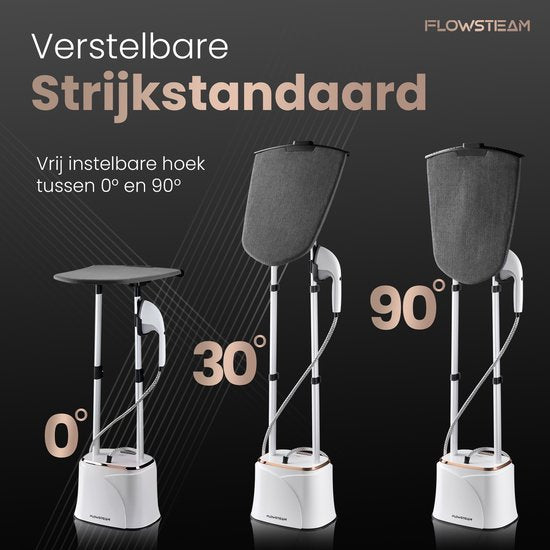 Flowsteam PRO Wäschedampfer – 1950 W – 2,2 L – 150 min – Inkl. Bügelbrett - Weiß