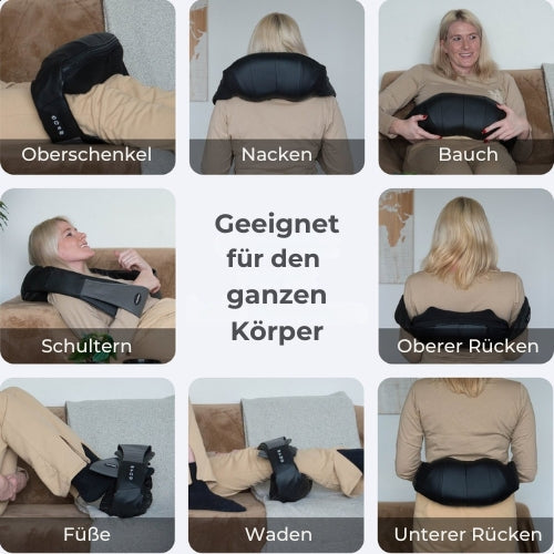 Lifeproducts - Shiatsu-Massagekissen - Nacken- und Rückenmassagegerät - Wärmefunktion - Kabellos - Schwarz