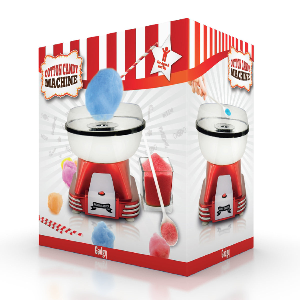 Gadgy Zuckerwattemaschine Retro, mit 10 Stäbchen und Messlöffel - Zuckerwattemaschine - Zuckerwatte - Kinderparty - Zuckerwatte - Zuckerwatte - Zuckerwattemaschinen