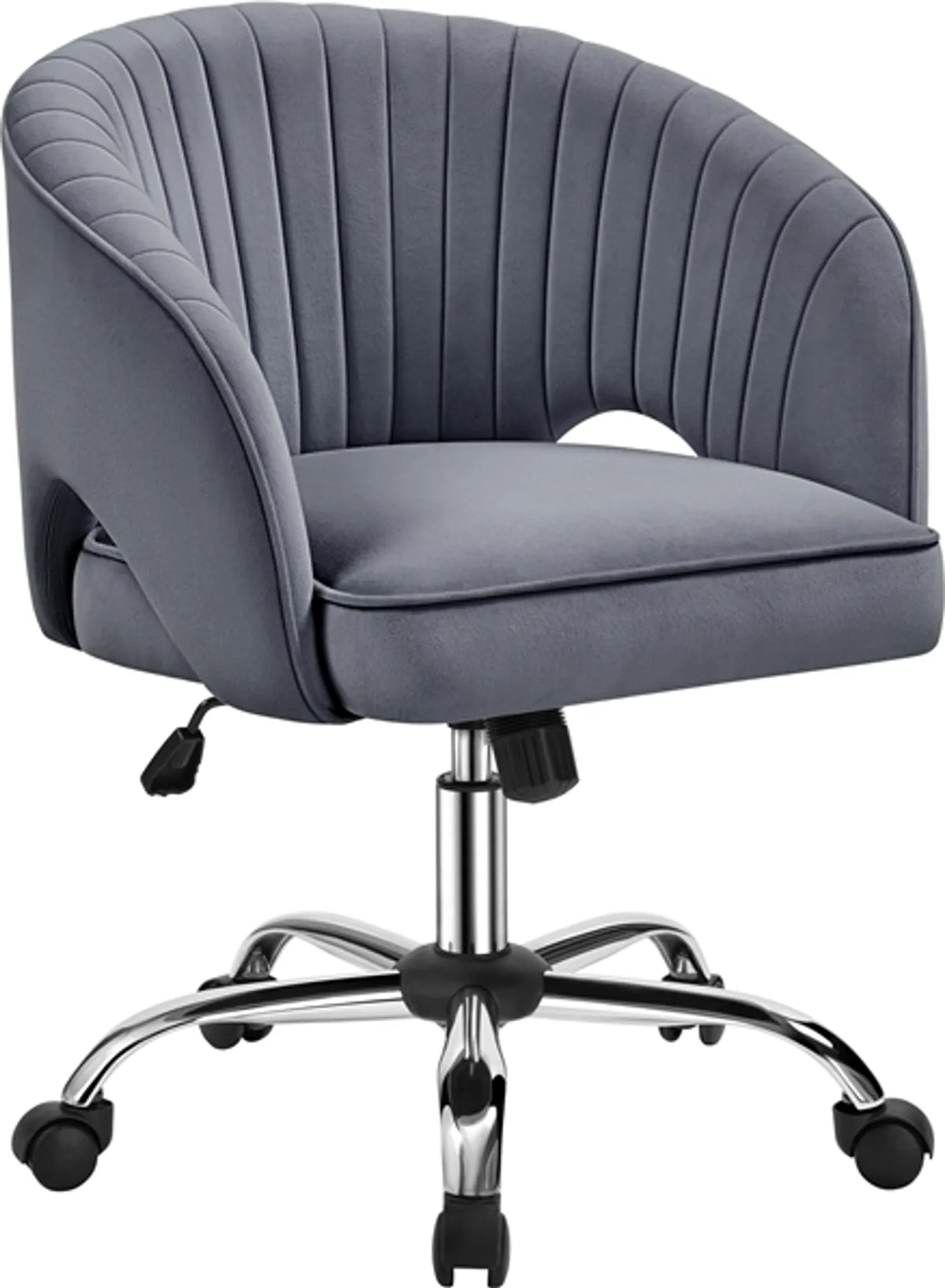Yaheetech Bürostuhl Sessel - 60 x 56,5 x 73-83 cm - Mit samtig weicher Polsterung und verstellbarer Sitzhöhe und entspannender Schaukelfunktion - Für Büro und Empfangshalle - Dunkelgrau Polyester und Metall