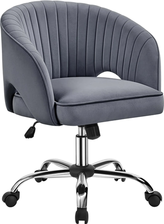 Yaheetech Bürostuhl Sessel - 60 x 56,5 x 73-83 cm - Mit samtig weicher Polsterung und verstellbarer Sitzhöhe und entspannender Schaukelfunktion - Für Büro und Empfangshalle - Dunkelgrau Polyester und Metall