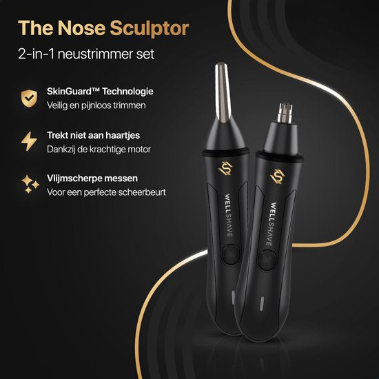 Wellshave 2 in 1 Nasentrimmer Premium - Augenbrauen- und Ohrhaartrimmer - Nasenhaartrimmer für Männer - Augenbrauentrimmer