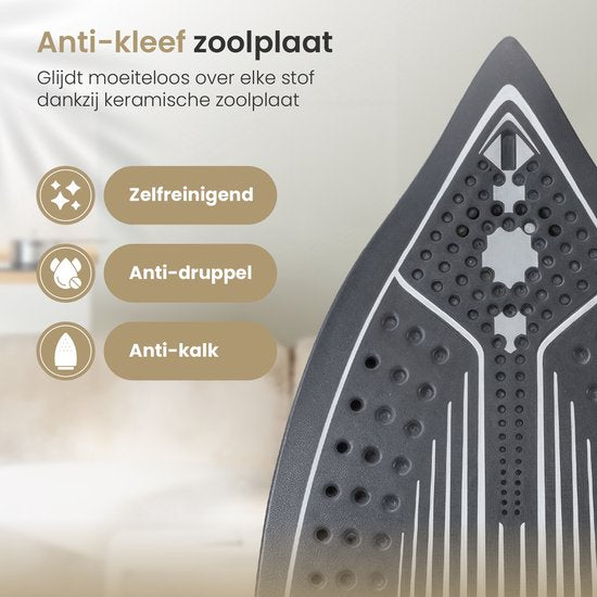 Vapore - Dampfbügeleisen 2400W - Keramiksohle - Bügeleisen - 34g/min Dampf - Anti-Tropf - Bügeleisen - Selbstreinigend - Inkl. hitzebeständiger Bügelmatte