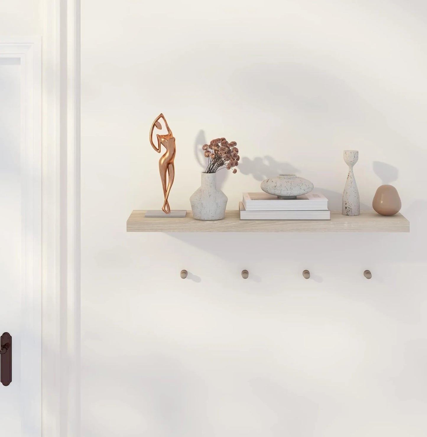 EUGAD Wandregal schwebend - Mit verdeckten Metallbefestigungsklammern und vorgebohrten Löchern und Landhausfurnier - Für Wohnzimmer und Küche - Graues Mdf Holz - 60 x 23 x 3,8 cm