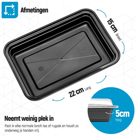 Fitcrafters Meal Prep Trays - Frischhalteschalen - Gefrierschalen - 20 Stück - 1 Abteil - 1L - BPA frei