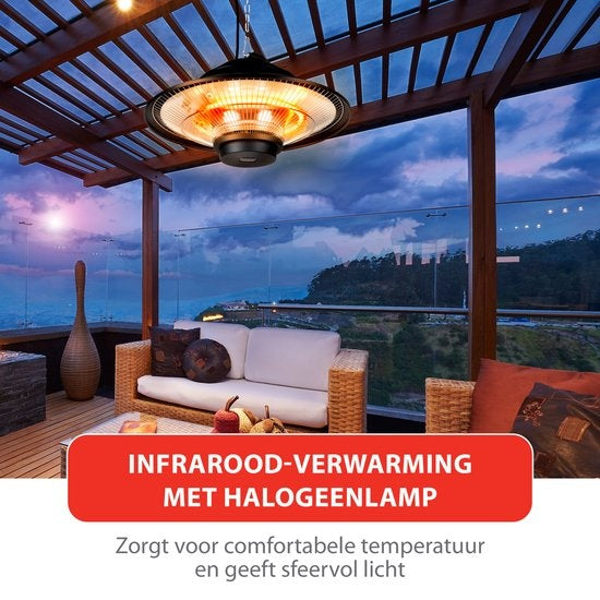 alpina - Infrarotheizung - Terrassenstrahler - IP44 Spritzwassergeschützt - 1500W - Schwarz