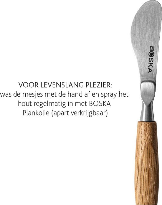 Boska Spreizmesser-Set Mini Oslo - 3er-Set - Europäische Eiche - Für Brotaufstriche - Leichtgewicht - 12cm