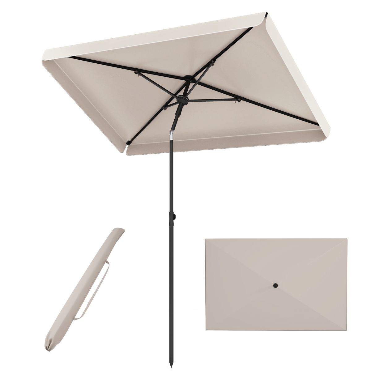 Coast Balkon-Sonnenschirm – rechteckig – um 30° neigbar – 200 x 130 cm – beige