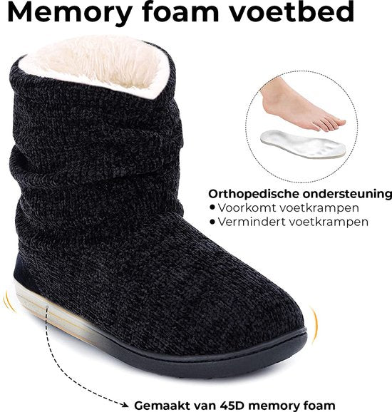 Hausschuhe Damen - Hausschuhe - Größe 40/41 - Schwarz - Rutschfest - Comfeet