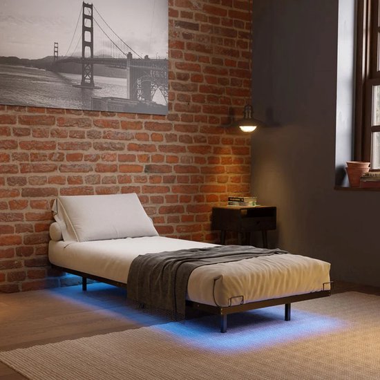 Metallbett Palamos - 90 x 200 cm - Inkl. LED - schwarz