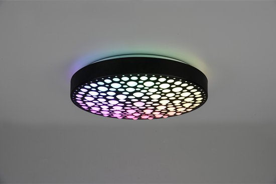 Reality – LED-Deckenleuchte – Deckenbeleuchtung – 22 W – Einstellbare Farbe – RGB – Fernbedienung – Dimmbar – Rund – Schwarz – Kunststoff
