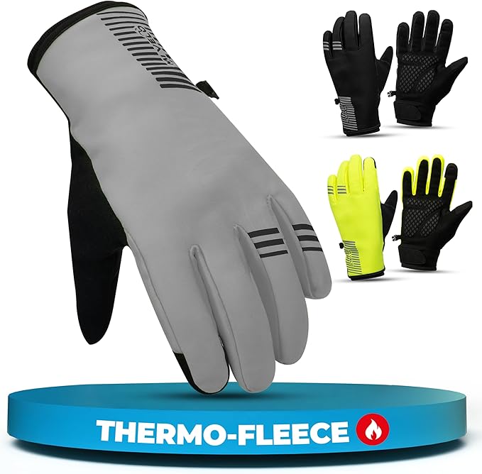 MIVELO Winterhandschuhe - Winddicht - Wasserdicht - Touchscreen - 3M Isolierung - Anti-Rutsch - Grau