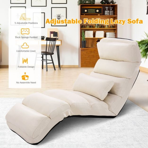 Coast floor chair 5-fach verstellbarer Wildlederkissenstuhl 175 x 55 x 20 cm beige