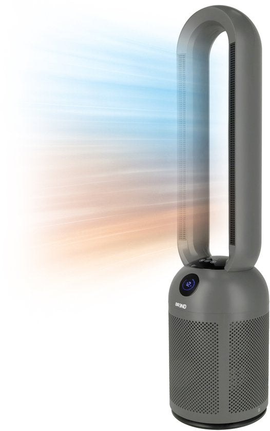 BREND BR-2243 Heizlüfter ohne Lamellen - 2200 Watt - Lamellenlos - LED-Anzeige - Timer - Oszillation - Sicher für Kinder und Haustiere - Dunkelgrau