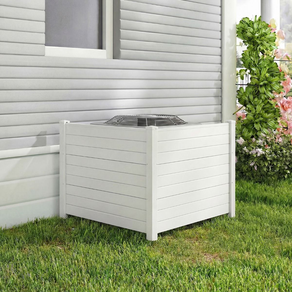 Coast Gartenzaun mit Sichtschutz – 2 Paneele – wetterbeständiger Lamellenzaun – 3 Metallpfosten – Weiß/Schwarz/Braun
