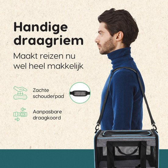 Volcan Reisetasche Katze - Baumwolle Reisekorb - Tragetasche Katzen oder kleiner Hund - Katze Reisekorb- Grau