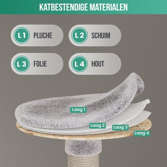 Avalo - Katzenkratzbaum - mit 7 Ebenen - 137x49x49 CM - für große Katzen - Hellgrau