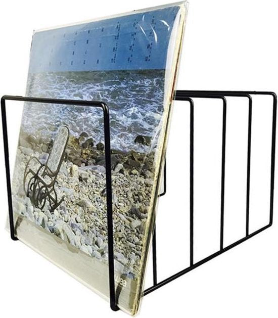 LP-Vinyl-Design-Aufbewahrungsständer Plattenständer für 50 bis 60 12-Zoll-Vinyl-LPs schwarz