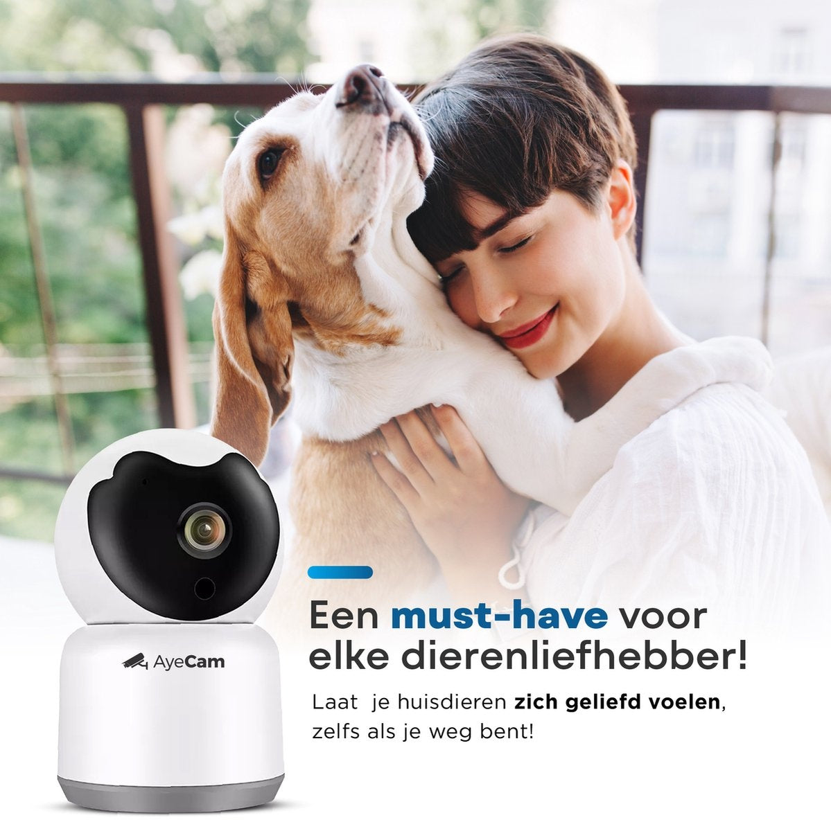 AyeCam Haustierkamera - Mit App - Inkl. 32GB SD - WiFi - Bewegungs- & Geräuscherkennung - Sicherheitskamera - Hundekamera