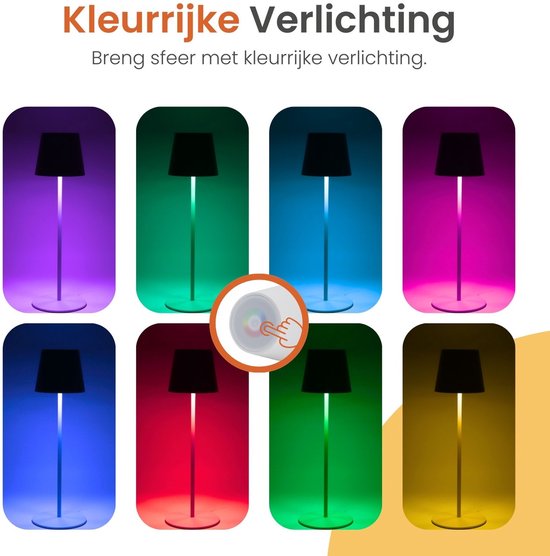 Goliving Chroma Tischlampe Wiederaufladbar - Kabellos und dimmbar - Touch Lampe - Nachtlampe Schlafzimmer & Wohnzimmer - RGBW - 37.5 cm - Weiß