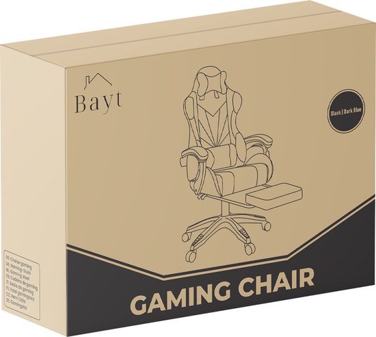 Bayt Gaming Stuhl - Gaming Stuhl - Komfort Gamer Stuhl - Schwarz und Dunkelblau
