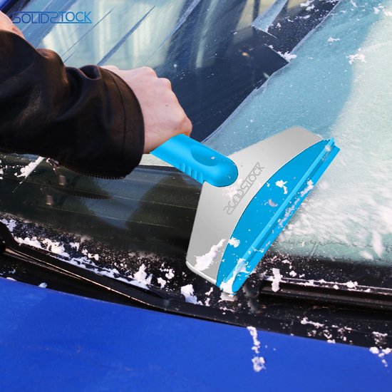 SolidStock Eiskratzer für das Auto – Eiskratzer für das Auto – Extra breit – Scheibenkratzer – Ergonomisches Design – Blau