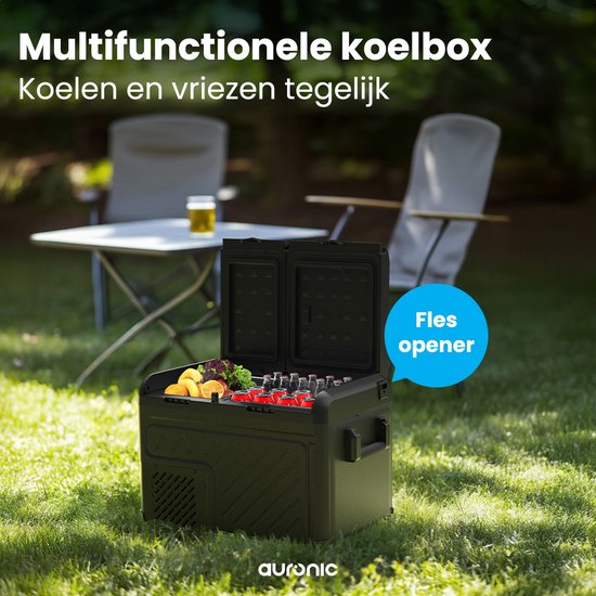 Auronic Electric Cool Box - Kompressor - Zwei Zonen - 12V 230 Volt - Auto - Gefrieren und Kühlen - 35L - Frigobox - Schwarz/Grau