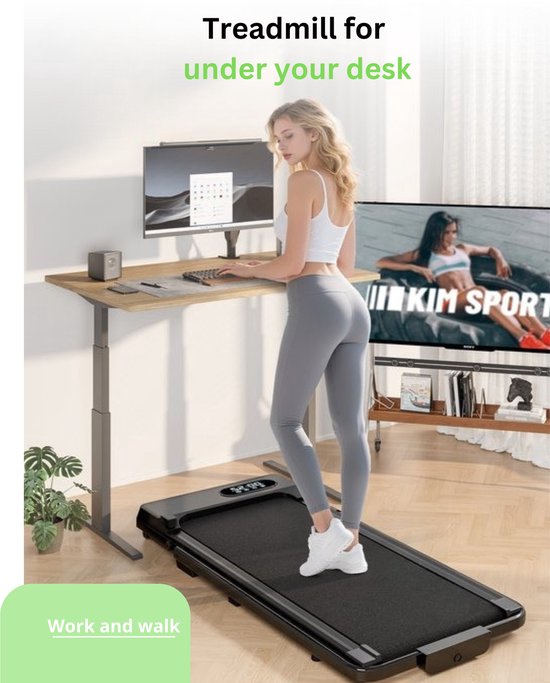 TibaGoods Laufband - 6km/h - Für unter dem Schreibtisch - Mit Extra-Öl - Neue Version - bis zu einem Gewicht von 130kg