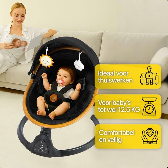 MATTI® - Elektrischer Schaukelstuhl - Babyschaukel - Schaukelstuhl - Babyschaukel - Inkl. Bluetooth & Fernsteuerung