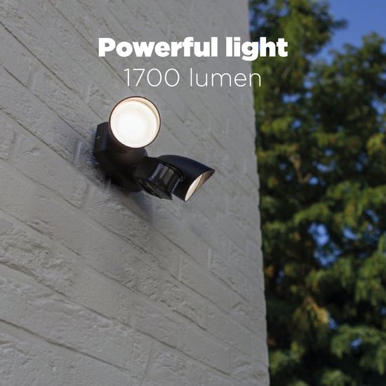 LUTEC Shrimp – LED-Sicherheitswandleuchte für den Außenbereich – PIR-Bewegungssensor – Tag-/Nacht-Sensor – Hochwertiges Aluminium – Zweikopfausführung – 1700 lm starkes Licht – 4000 K hellweißes Licht – Mattschwarz