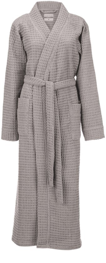 Heckettlane Bademantel Waffel - Bademantel für Damen und Herren - L - Morgenmantel aus Baumwolle - Geeignet für Sauna - Weiß