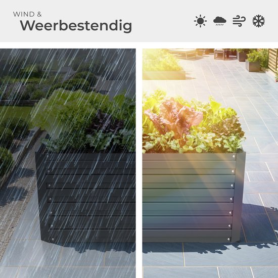 tectake - Pflanzkübel Blomma - Blumenkästen für den Außenbereich Rechteckig - Inklusive Arbeitshandschuhe - Verzinkter Stahl - Stabil und wetterfest - 120 x 100 x 56 cm - Gartenbeet für Kräuter, Gemüse und Blumen - Anthrazit