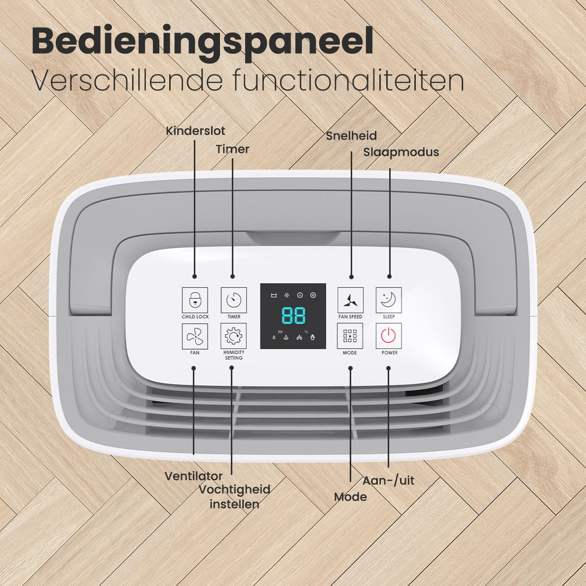 Auronic - Luftentfeuchter - 25L pro Tag - Schlafzimmer/ Badezimmer/ Wohnzimmer & Büro - Weiß