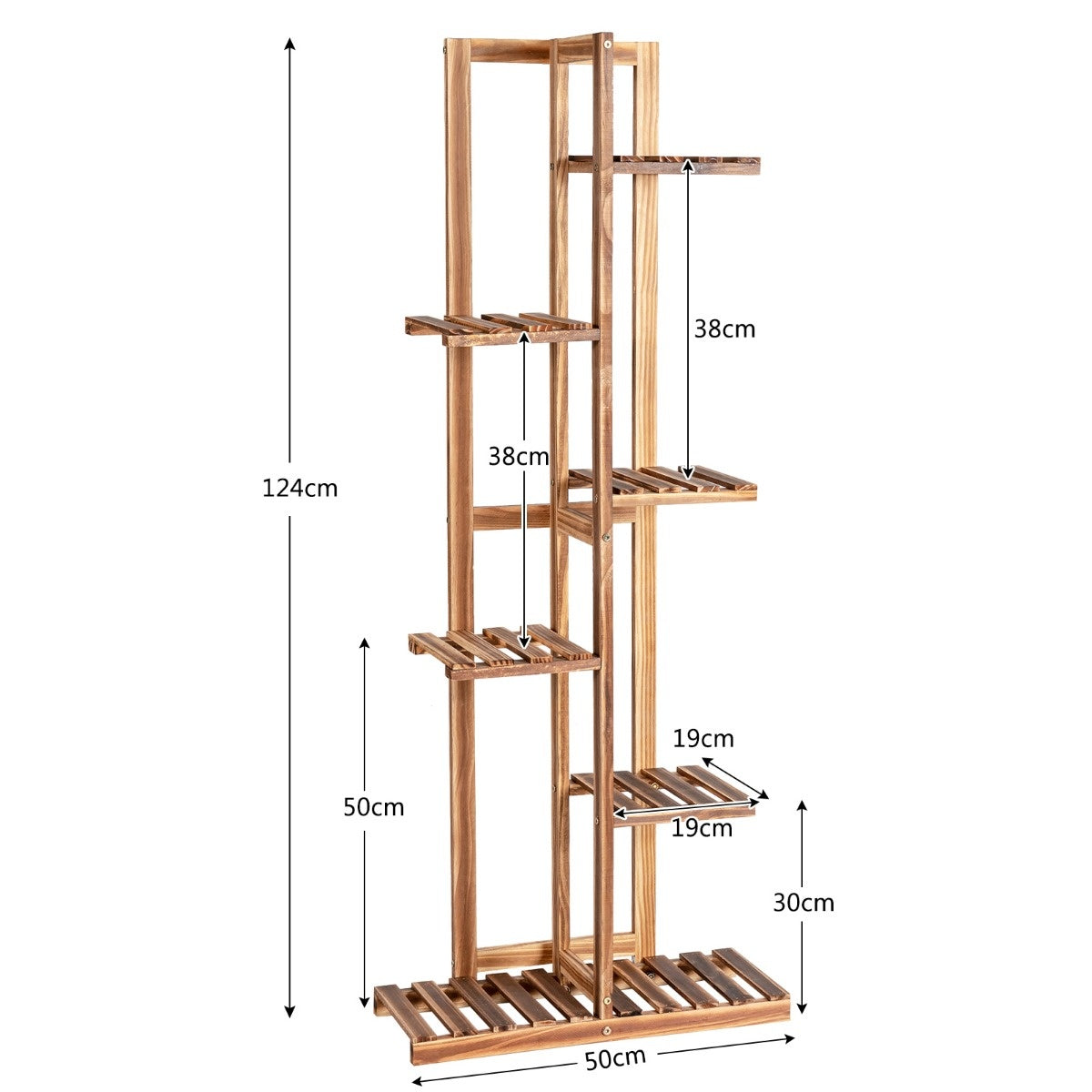 Coast Blumenregal 6-stöckiger Holzpflanzenständer ??50 x 21 x 124 cm braun
