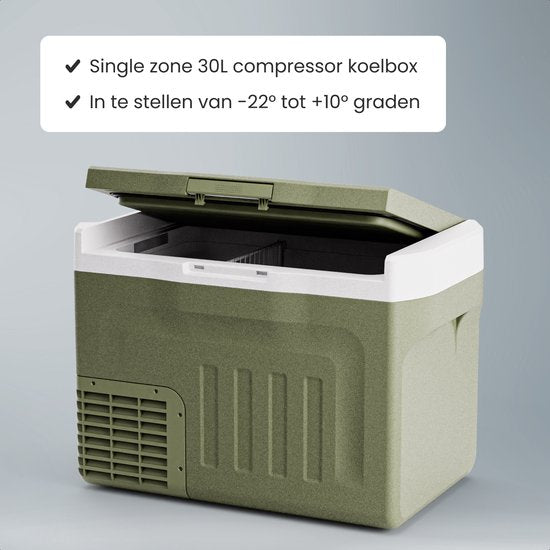Auronic Electric Cool Box - Kompressor - 30L - 12V und 240 Volt - Campingkühlschrank - Frigobox Auto - Grün