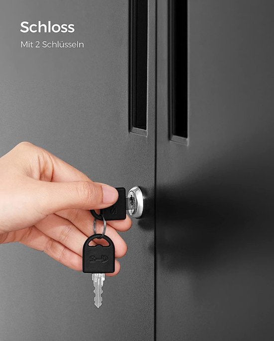 Schwarz – Büroschrank – Aktenschrank – Büro – Bürobedarf – Schrank – Sideboard – Schränke – Aufbewahrungsschränke mit Türen – Werkzeugschrank