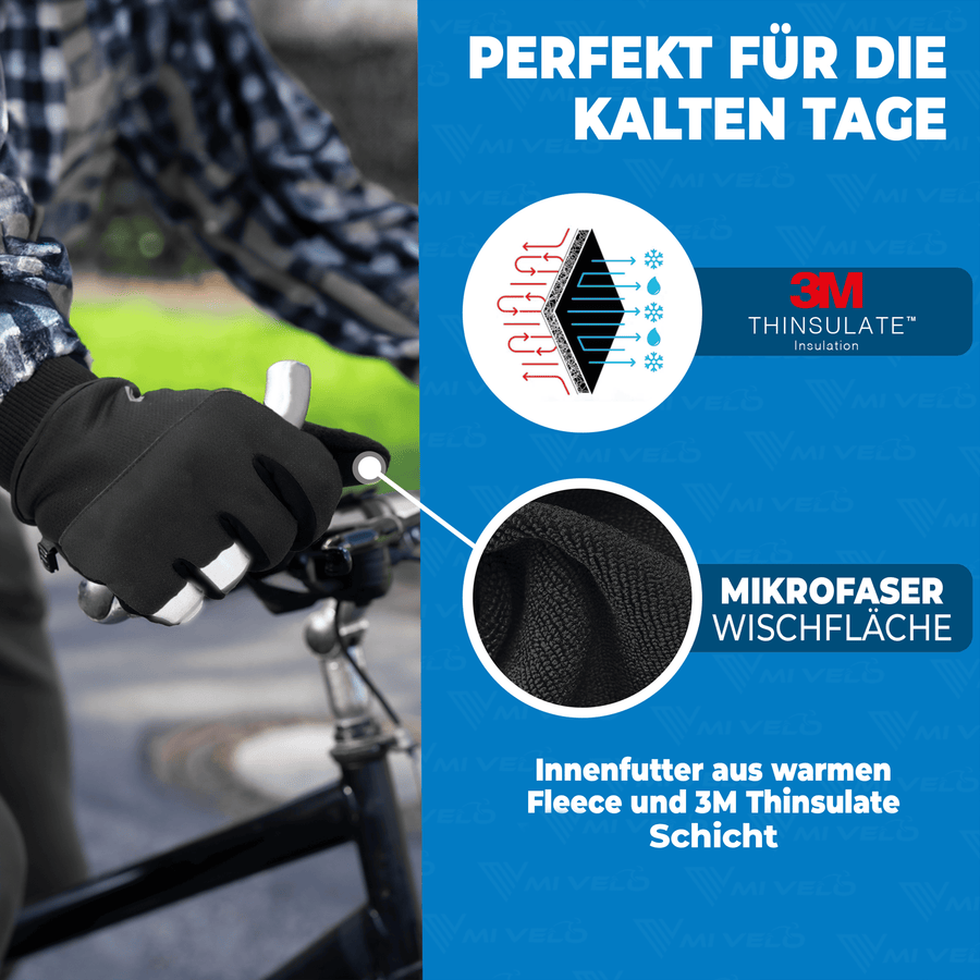 MIVELO THERMO-FIT Winterhandschuhe - Thermofleece & 3M Thinsulate - Schwarz - Unisex - Größe M