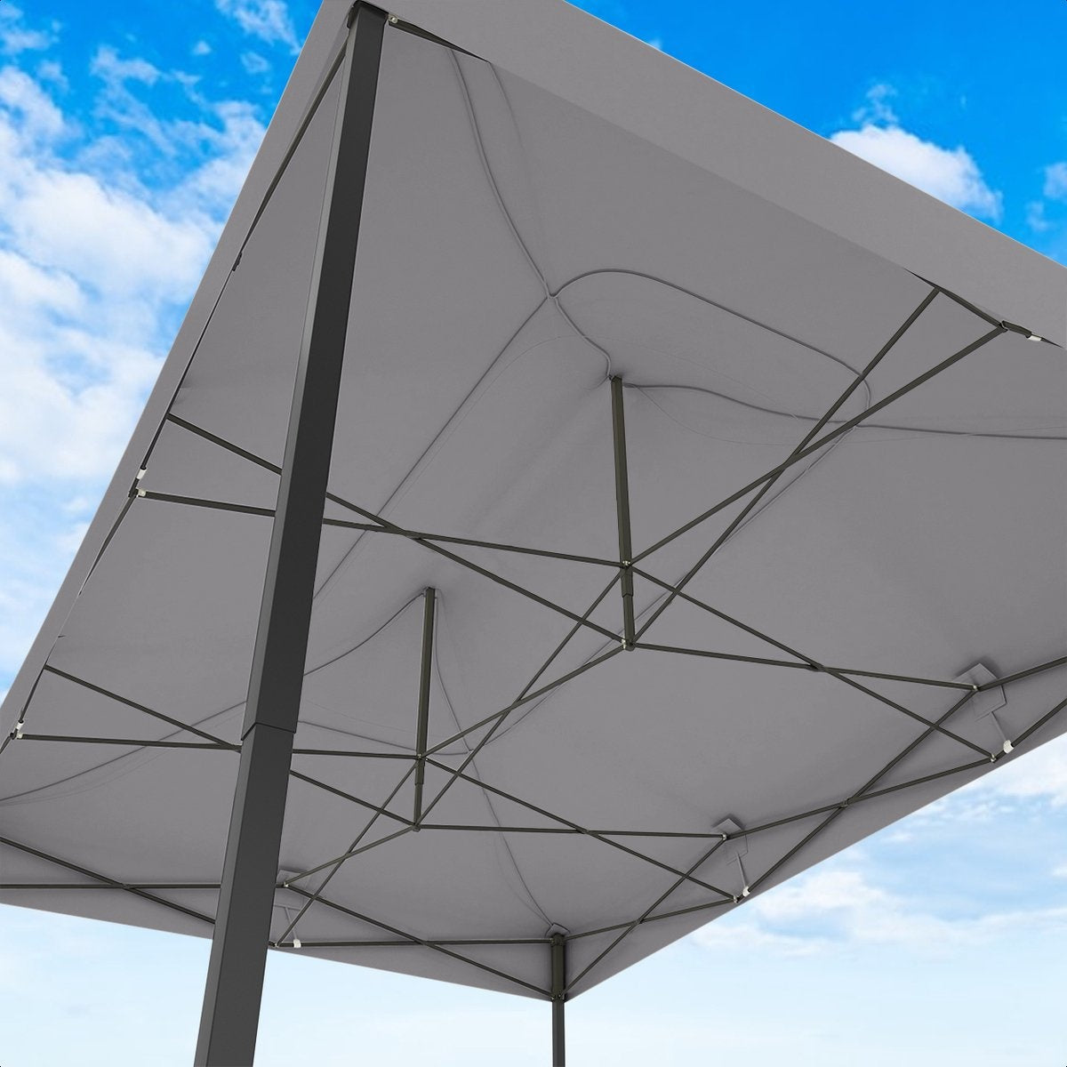 LifeGoods Partyzelt Pavillon 3,0 x 4,5 m Einfacher Aufbau Zusammenklappbar Wasserdicht Tragetasche mit Rädern Dunkelgrau