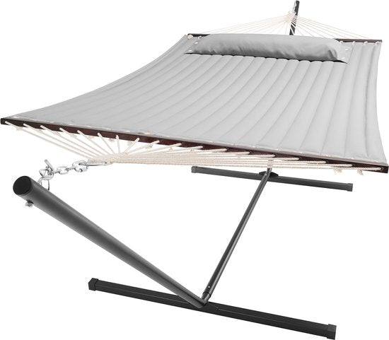 Juskys Hängematte Cata - Hellgrau - inkl. Gestell und Kissen