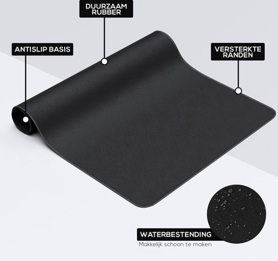 WURK Professional Desk Pad Rubber - Schreibtisch-Organizer - Schreibtischzubehör - Mauspad XXL- Inklusive Kabelclip - 120x60 - Schwarz