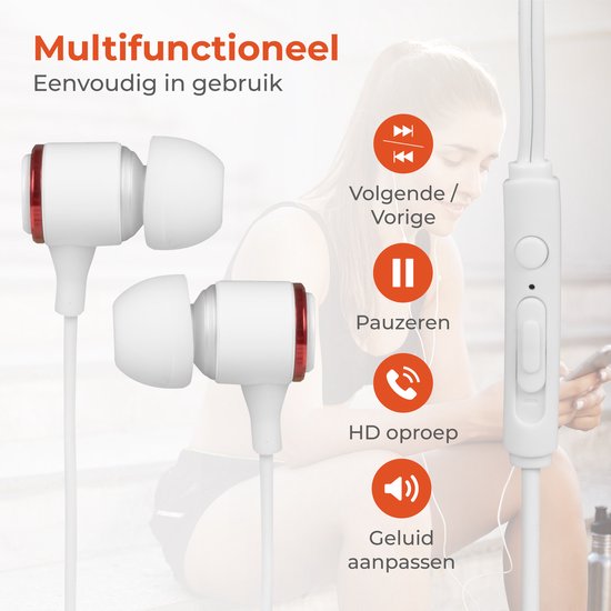 Nuvance - Ohrhörer mit Kabel - 3,5-mm-Klinkenanschluss - Ohrhörer mit Kabel - In-Ear-Kopfhörer mit Kabel und Mikrofon - Weiß