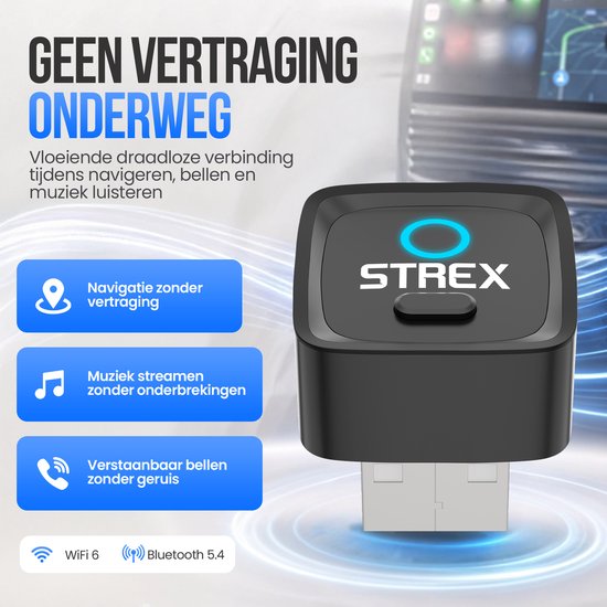 Strex Wireless-Adapter, kompatibel mit Apple CarPlay und Android Auto – Wireless-Dongle – USB-A und USB-C – Plug-and-Play