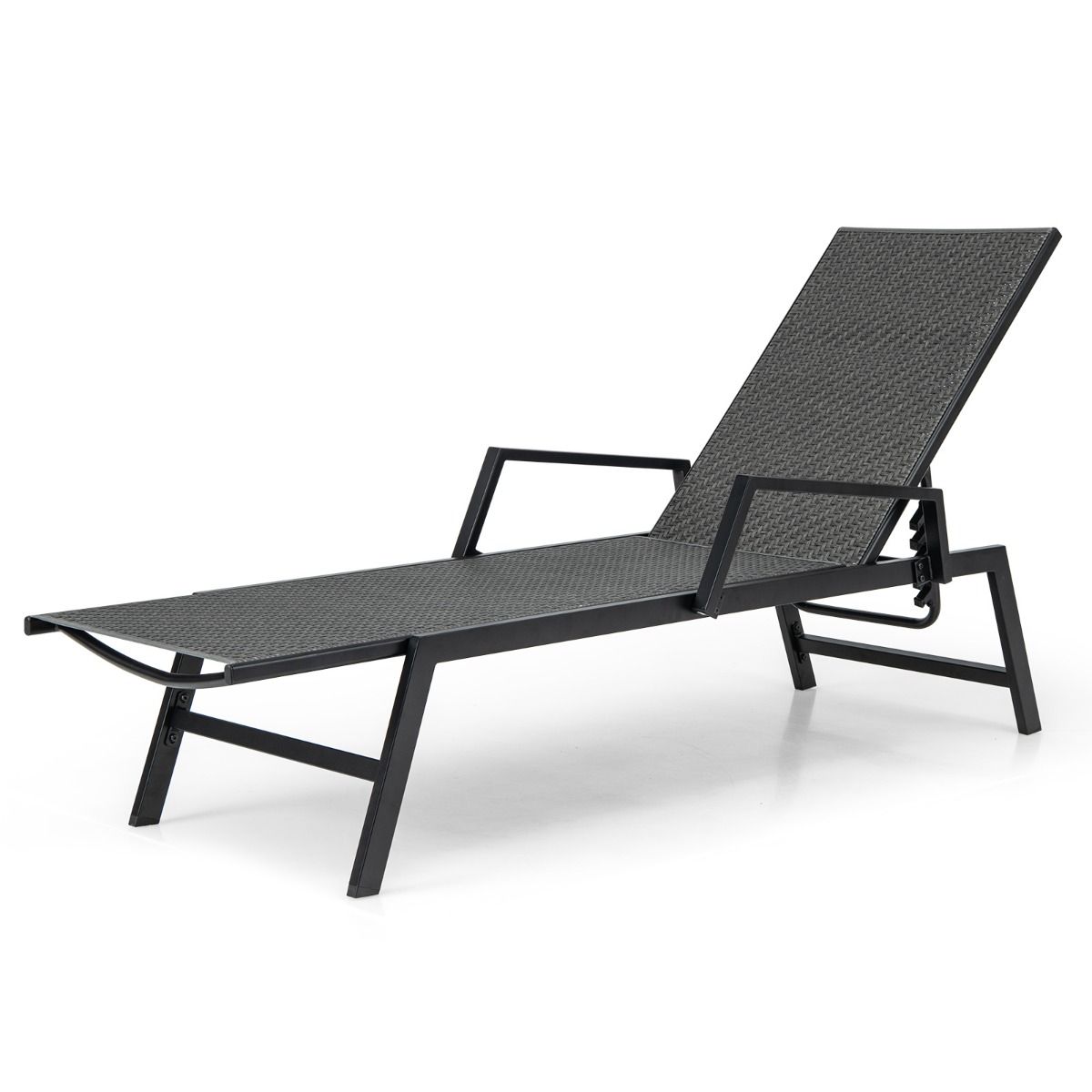 Coast Rotan Liegestuhl – 5-fach verstellbare Rückenlehne – Mit Armlehnen – Braun und Schwarz
