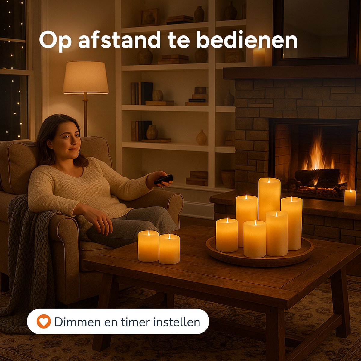 Luft - Realistische LED-Stumpfkerzen - 12 Stück - Inklusive Fernbedienung - Timerfunktion - Dimmbar - Echtes Wachs - Beige