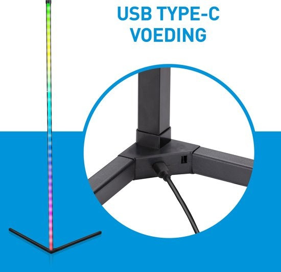 Grundig LED Stehleuchte - Stehleuchte 140cm - Dimmbares RGBW und weißes Licht - Inkl. Fernbedienung und Musiksensor