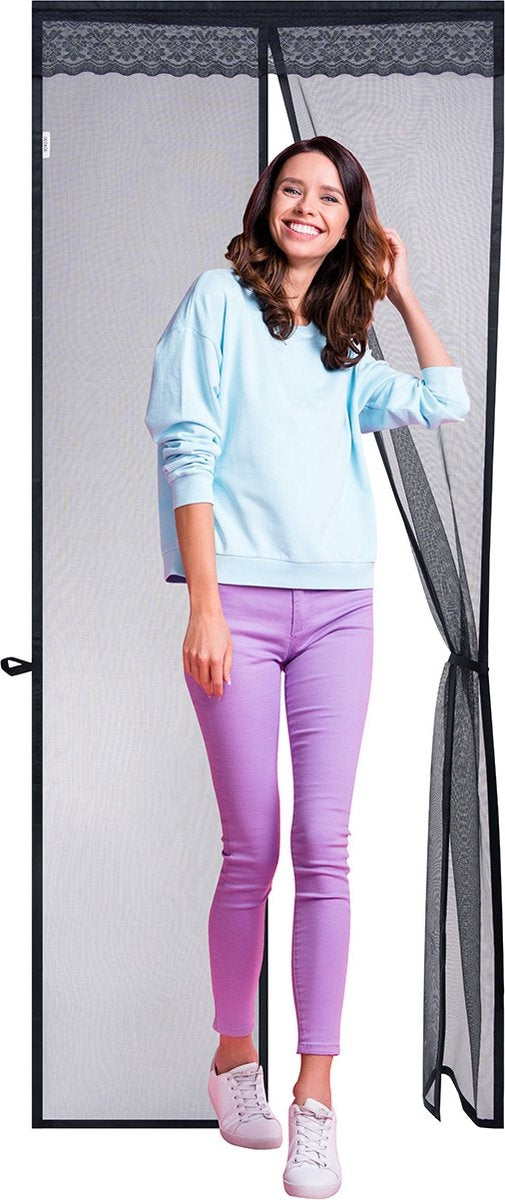 O'DADDY Türvorhang - Fliegenvorhang - Magnetisch - FIBER - Türgitter Deluxe 92 x 230 cm - Schwarz Hor - Türvorhänge