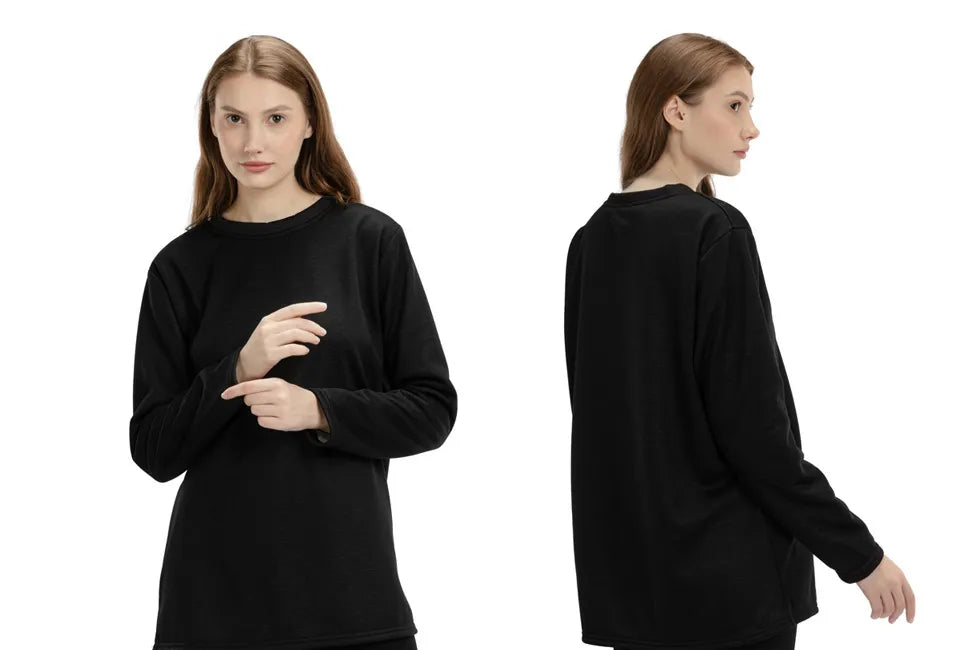 Milanoro Fleece-Tunika für Damen – warm gefüttert – schwarz – Größe L